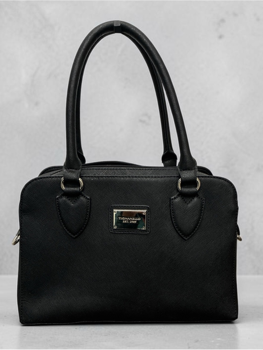 Tignanello Black Saffiano Dome Satchel EUC